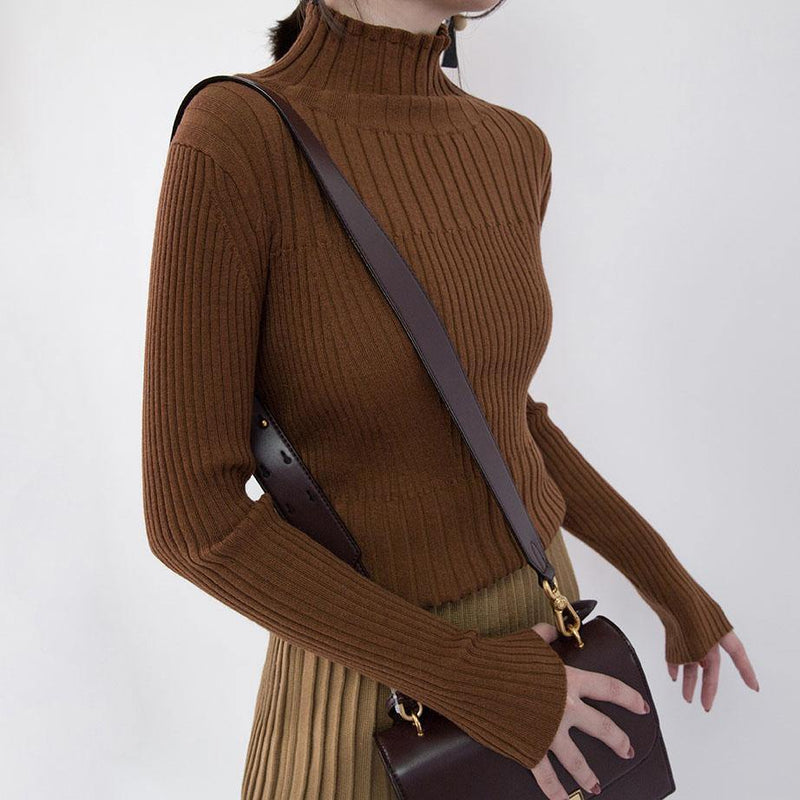 Chocolate Cozy Sweater High Neck Sweaters New Sweater