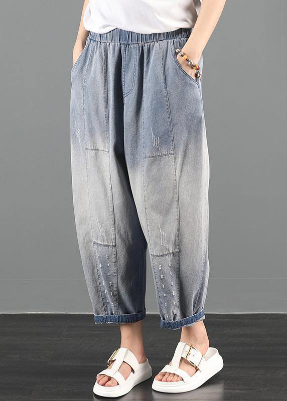 Summer Dress Code Loose High Waist Washed Old Denim Harem Pants