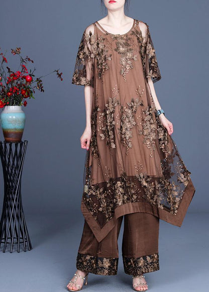 CD | 2021 Rochie de vară neregulată Pantalonii cu picioare largi Fusta cu bretele Set de trei piese