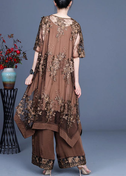 CD | 2021 Rochie de vară neregulată Pantalonii cu picioare largi Fusta cu bretele Set de trei piese