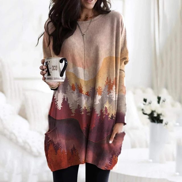 CD | Pulover relaxat cu imprimeu chevron