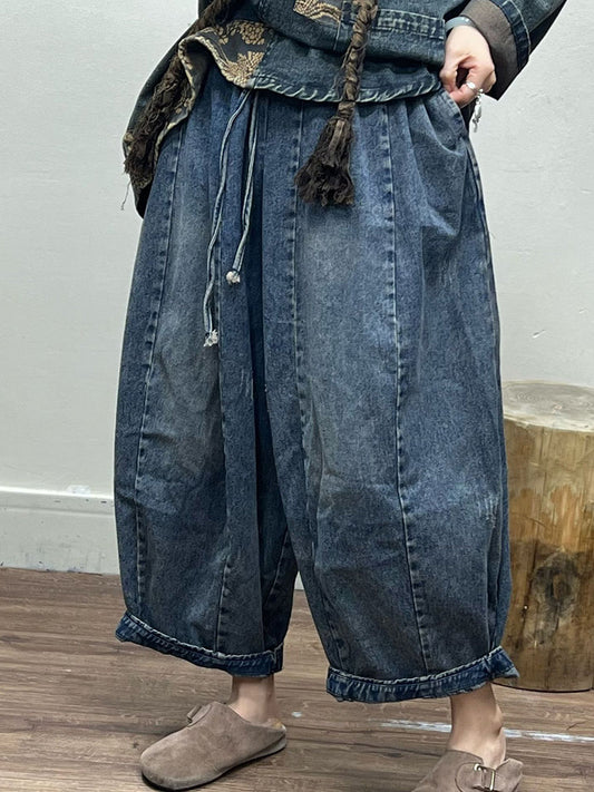 Spring Spliced Pocket Loose Pants