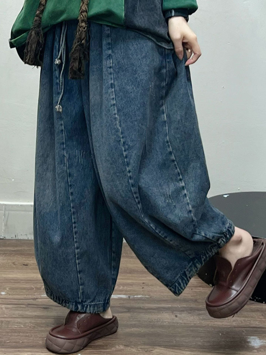 Spring Spliced Pocket Loose Pants