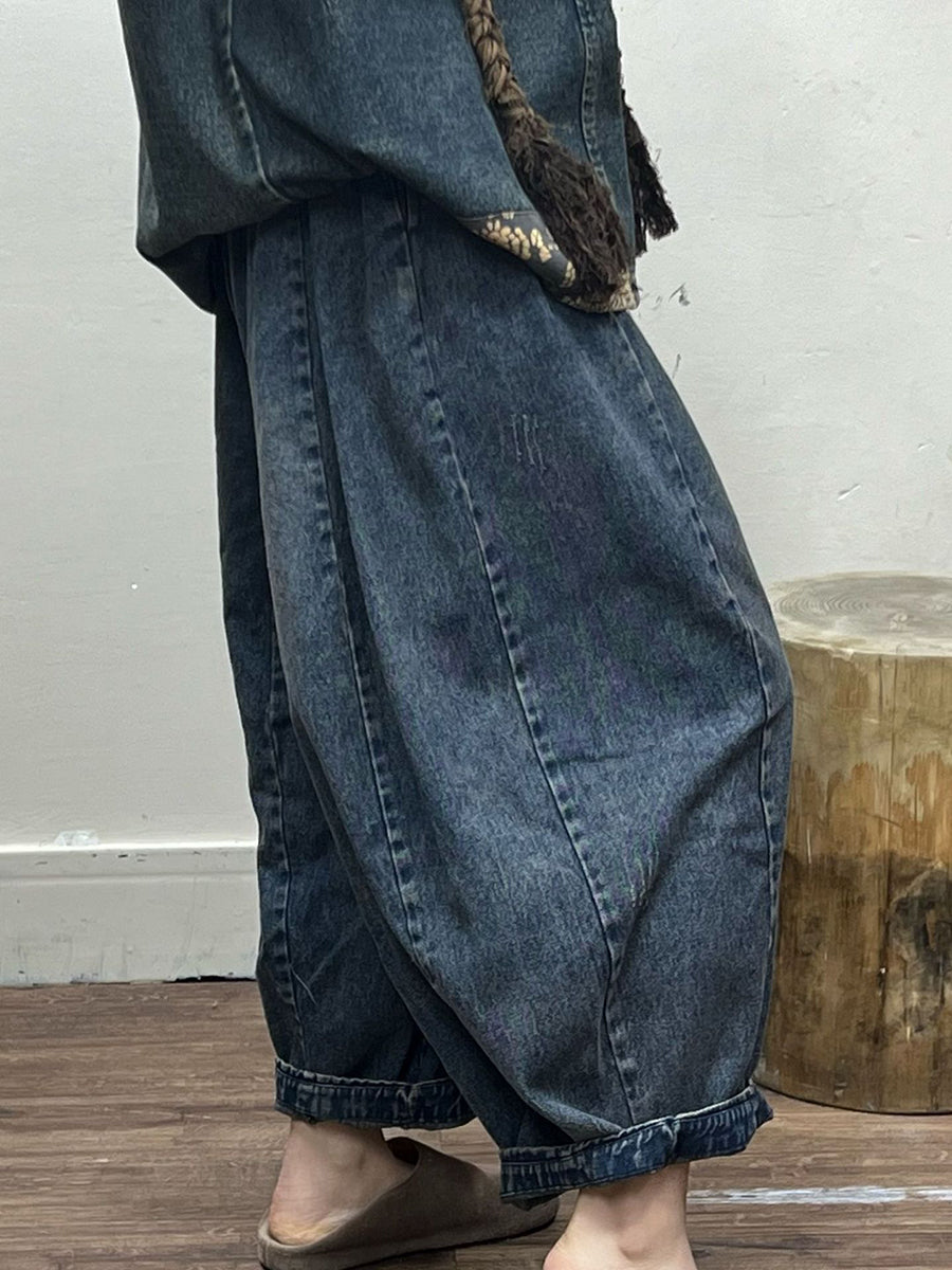 Spring Spliced Pocket Loose Pants