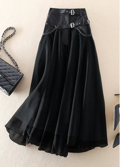 French Green Patchwork Tulle Skirts Spring