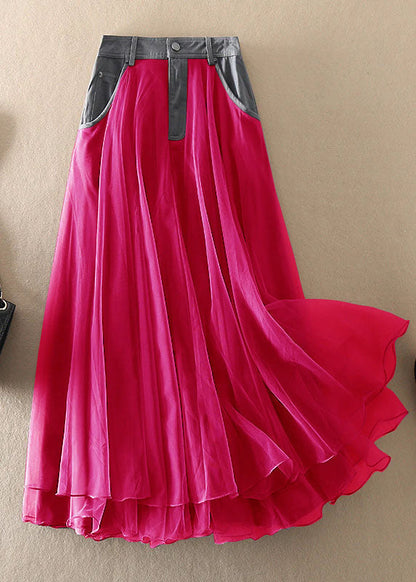 Natural Blue High Waist Patchwork Tulle Skirts Spring