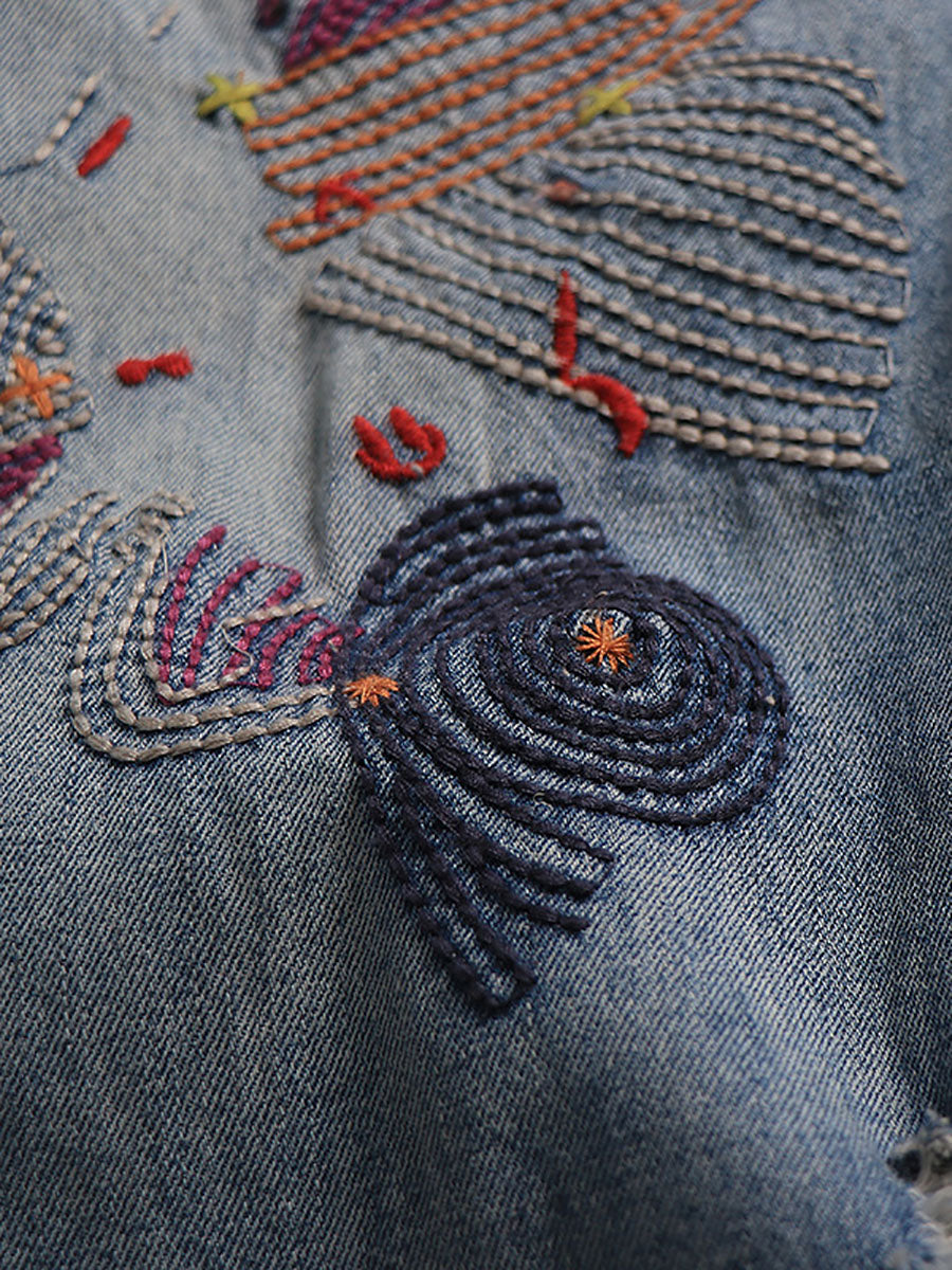 Summer Stitching Pocket Denim Harem Pants