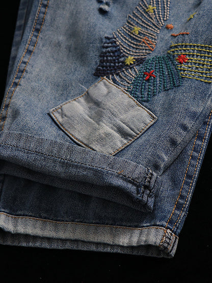 Summer Stitching Pocket Denim Harem Pants