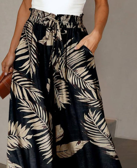 CD | Popular Plant Print Side Pocket pantaloni