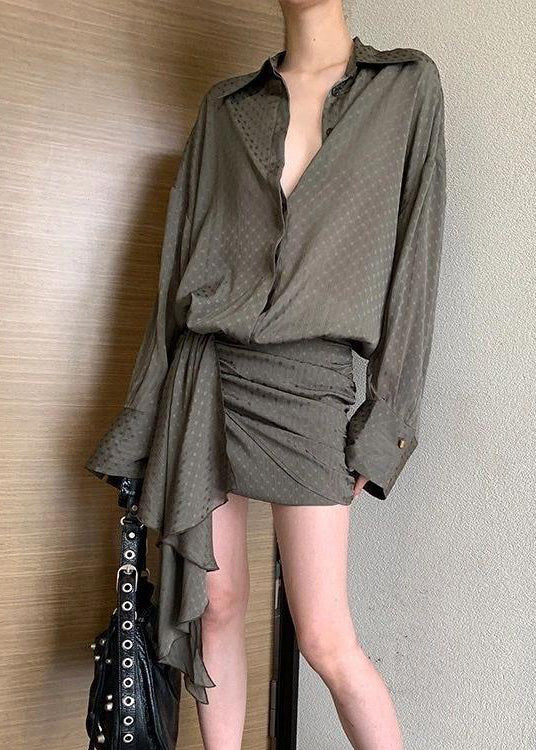 Original Design Unique Shirt Wrap Hip Dress Summer