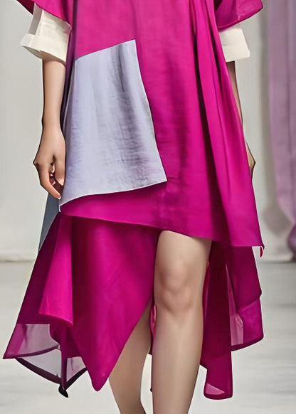 Asymmetrical Patchwork Cotton Dress Summer