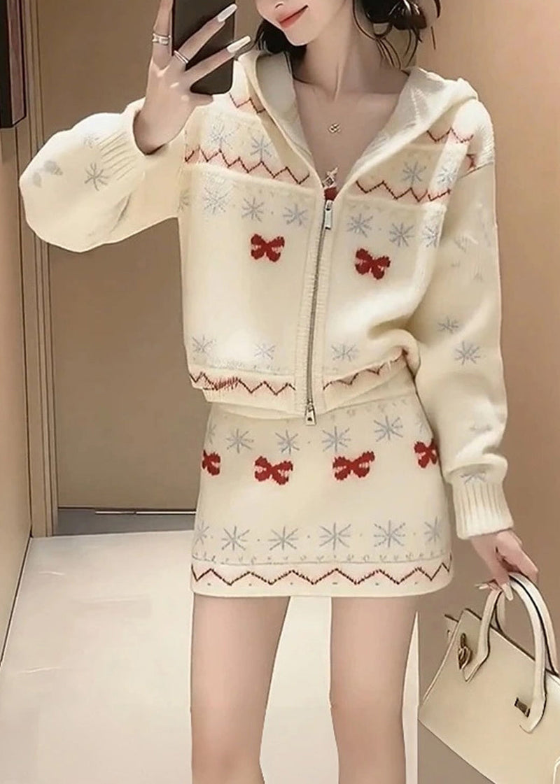 New Knitted Sweaters and Skirt Two Pieces Set Winter