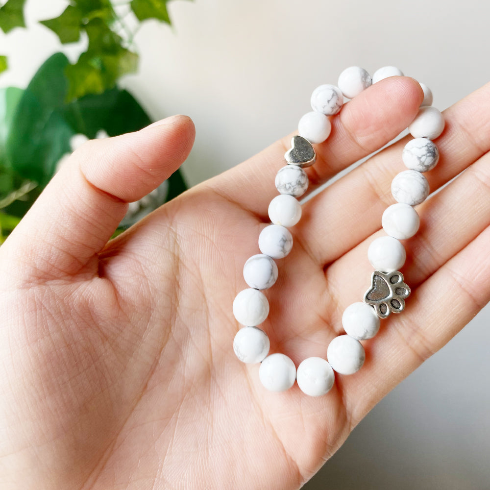 Natural Gemstone Bracelet With Paw & Heart Charm ��� Handcrafted Design