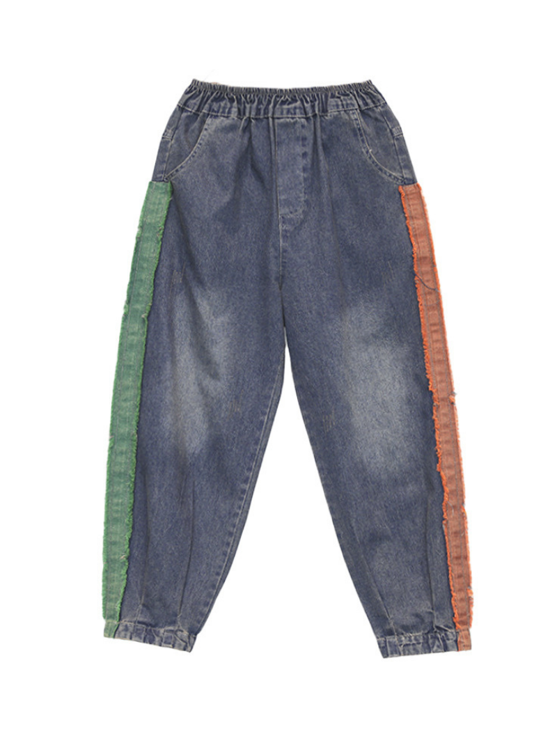 CD | Casual Vintage Loose Fit Patch Denim Fund Jeans Pantaloni