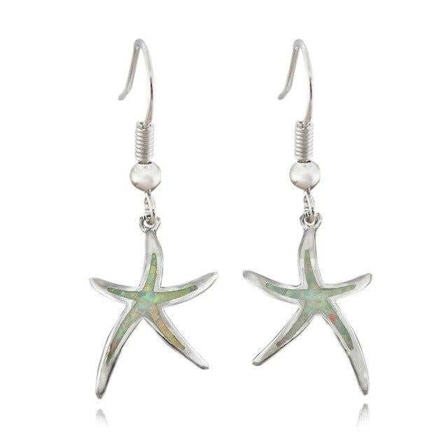 Starfish Earrings In Opal And Silver