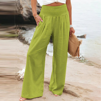 CD | Bumbac Linte Pantaloni largi largi pentru femei