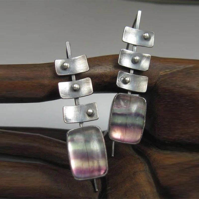 Boho Earrings Faded Color In Silver