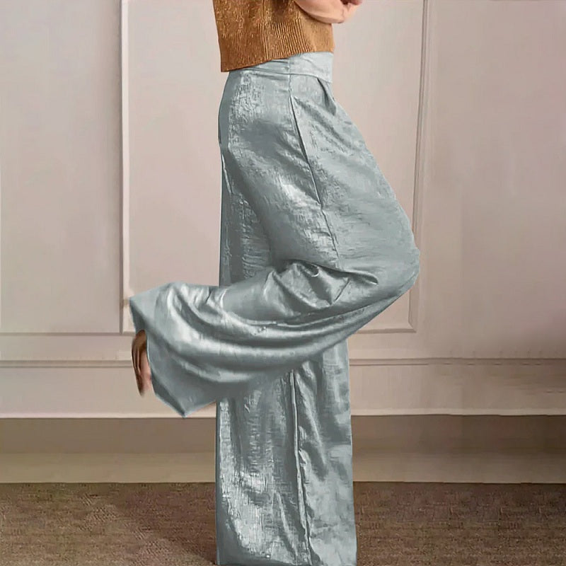 CD | Primăvară Pantaloni casual vintage în culori metalice pentru femei