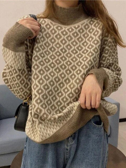 CD | Pulover gros la modă cu gât de broască țestoasă