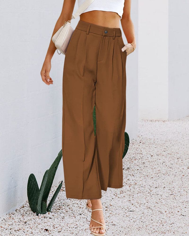 CD | Pantaloni eleganți cu talie înaltă și picior lat pentru femei