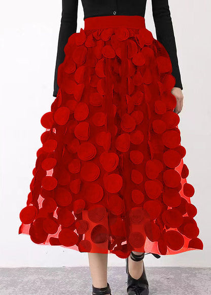 Black Patchwork Tulle Skirt Fall