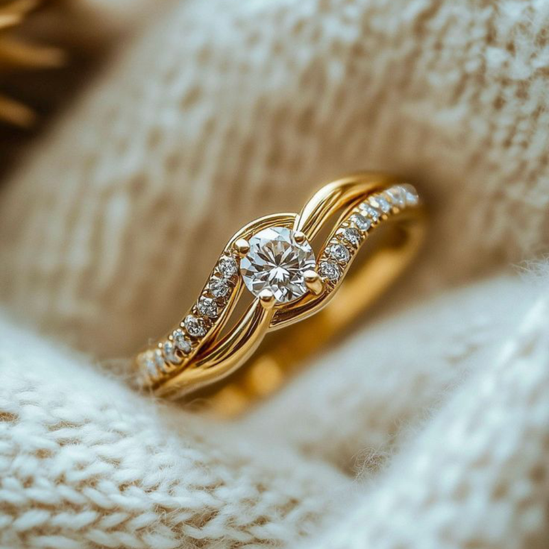 Twist Pave Solitaire Ring