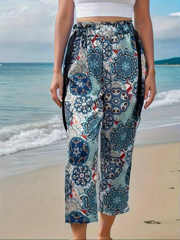 CD | Pantaloni boho cu talie elastică