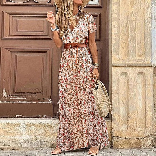 CD | Rochie boho maxi cu tăietură