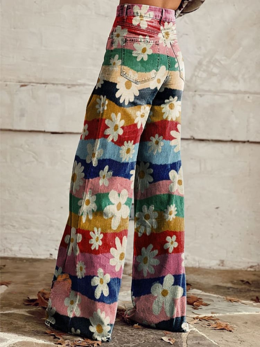 CD | FloraleEleganz™ Pantaloni retro cu flori cu o croială elegantă pentru orice ocazie!
