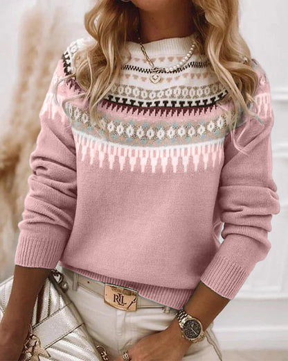 CD | Pulover tricotat chic cu model nordic