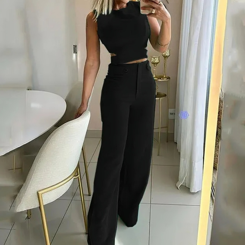 CD | Top elegant și pantaloni cu talie înaltă pentru femei