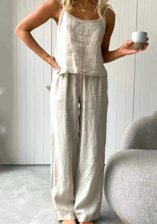 CD | Set de pantaloni și top fără mâneci casual pentru femei