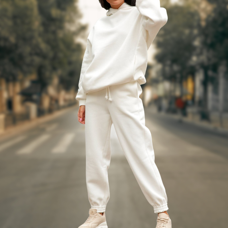 CD | Set sacou cu glugă și pantaloni supradimensionați pentru femei