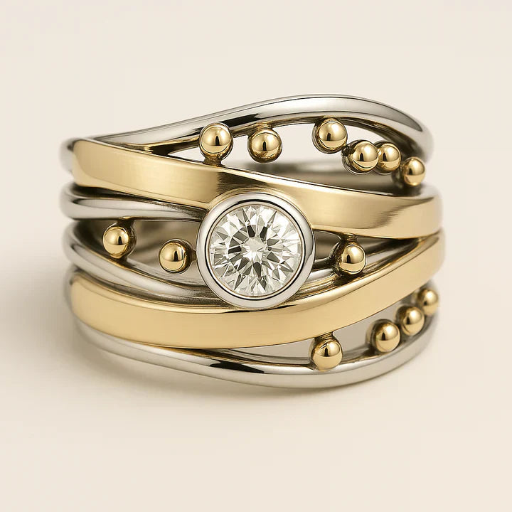 Vintage Gold Inlaid Zirconia Ring