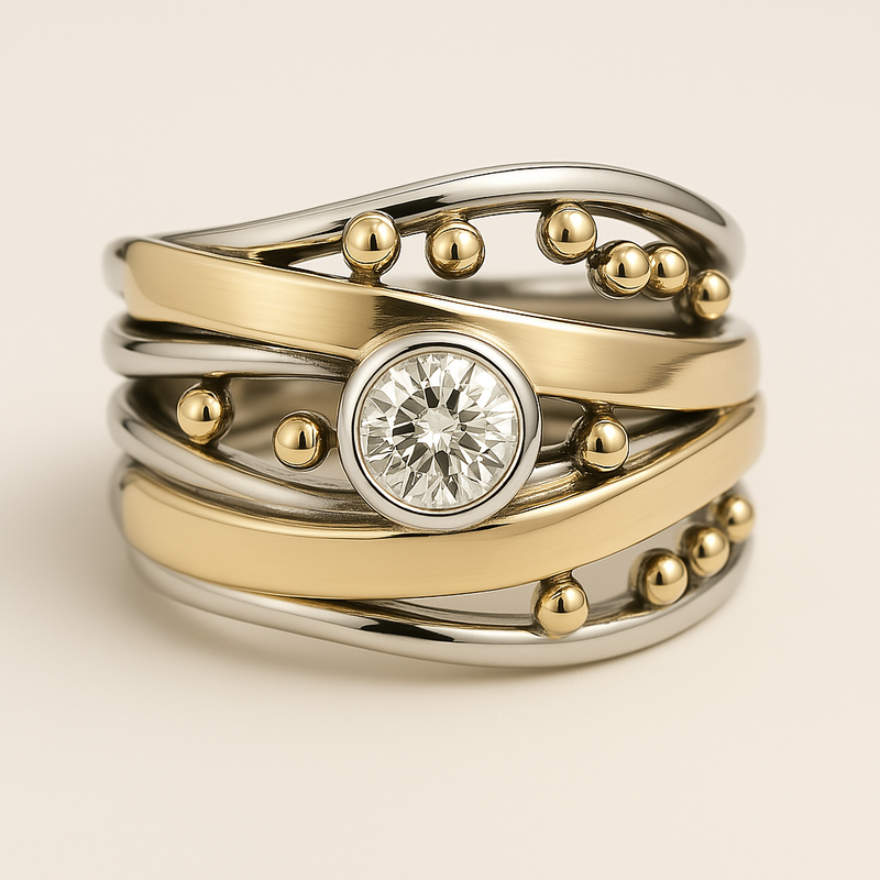 Vintage Gold Inlaid Zirconia Ring