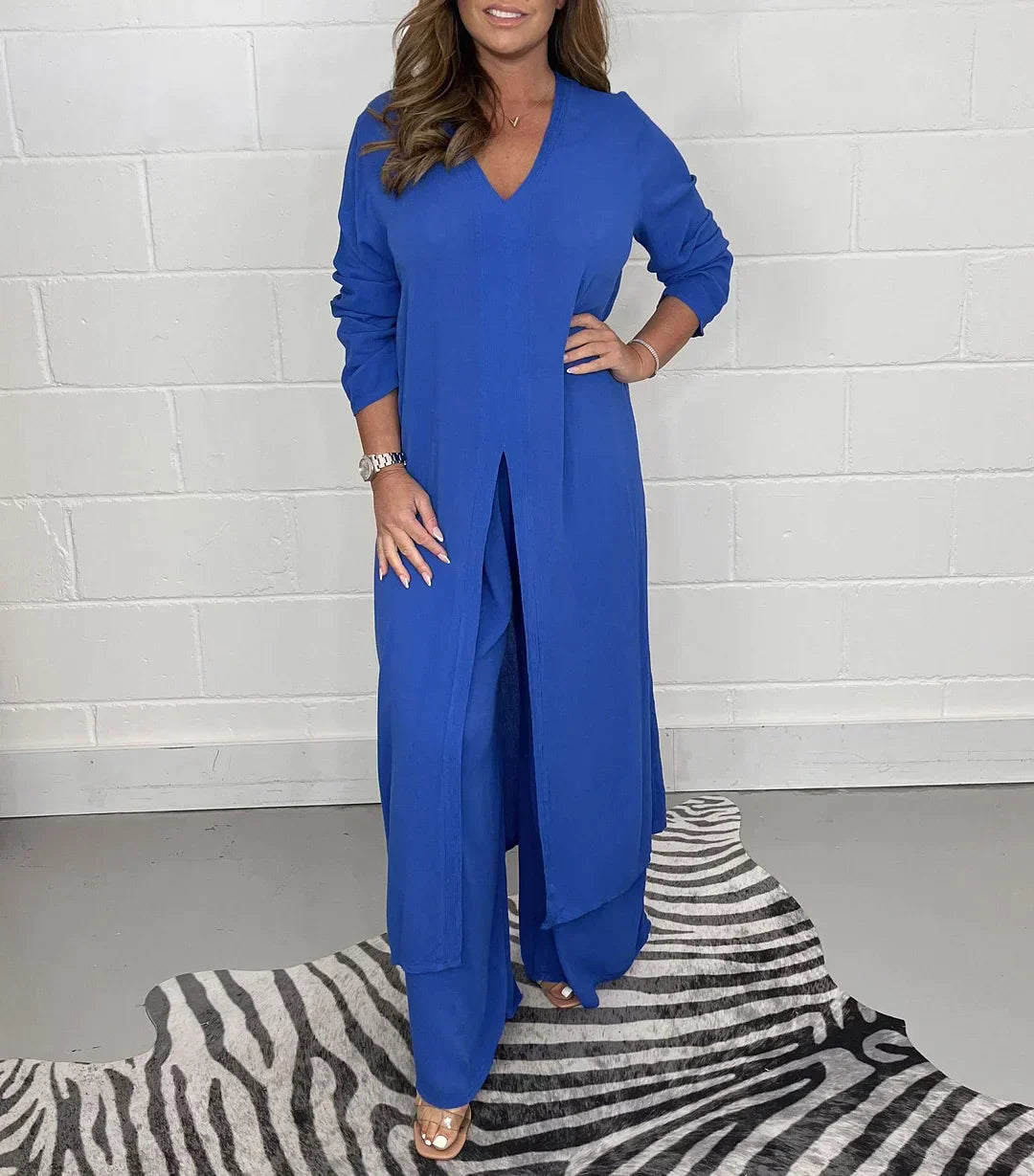 CD | Set casual din două piese: top lung, pantaloni asortați