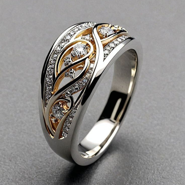 Hollow Gold & Silvered Ring
