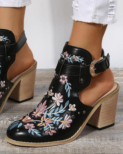CD | Floral broderie Studded Slingback Buckle Heels