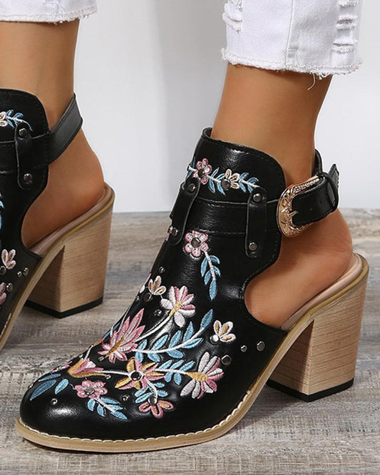 CD | Floral broderie Studded Slingback Buckle Heels