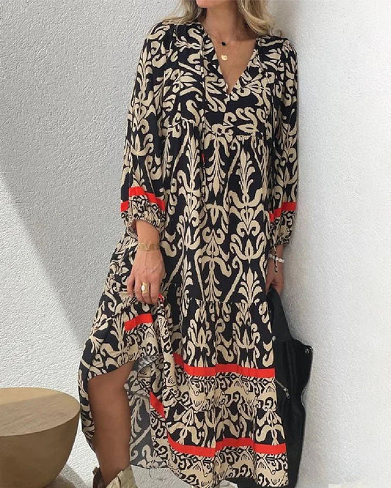CD | Rochie maxi boemă imprimată elegantă