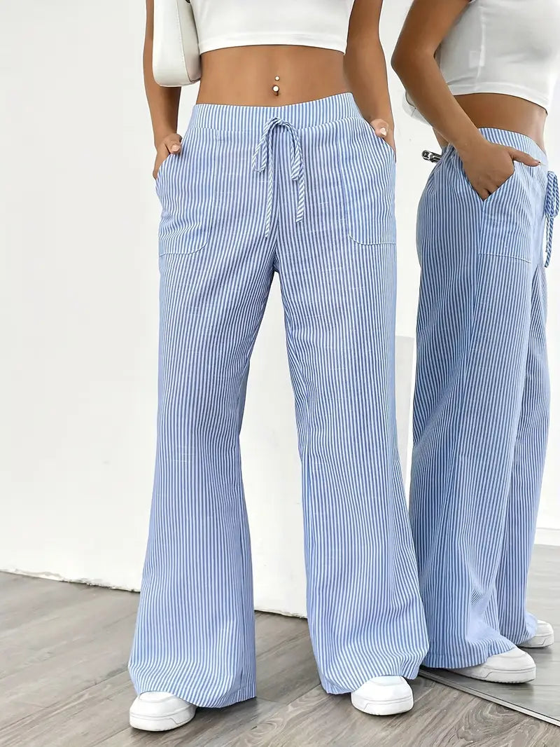 CD | Pantaloni eleganți cu dungi și buzunare