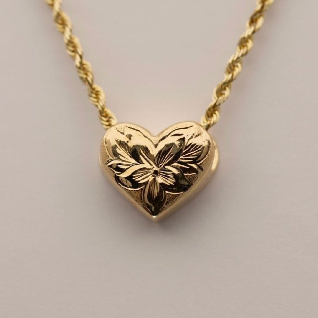 Engraved Heart Pendant Necklace