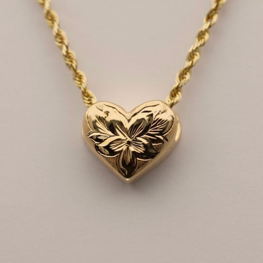 Engraved Heart Pendant Necklace