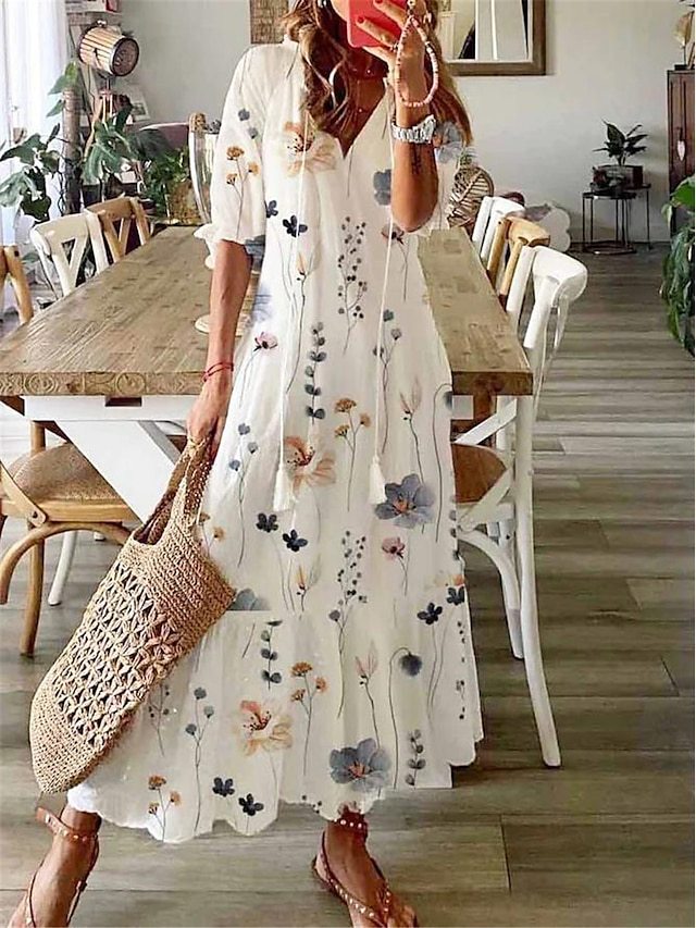 CD | Rochie maxi din flori cu fundiță