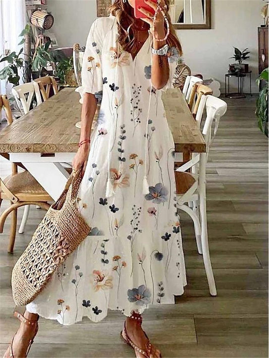 CD | Rochie maxi din flori cu fundiță