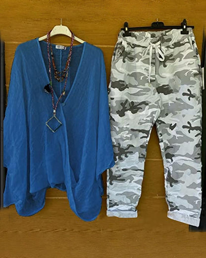 CD | Set de pantaloni și bluză cu model de camuflaj