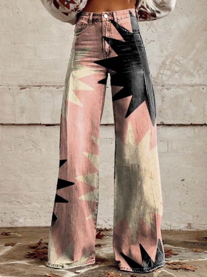 CD | LilieTrend™ Pantaloni largi la modă cu un model geometric pentru un look elegant