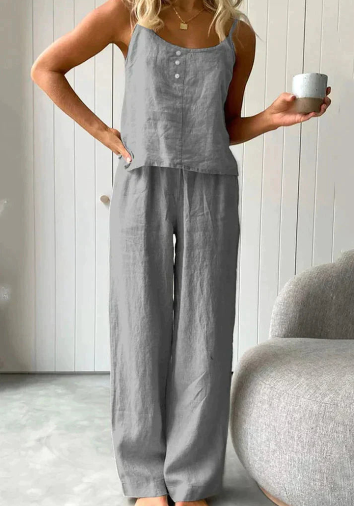 CD | Set de pantaloni și top fără mâneci casual pentru femei