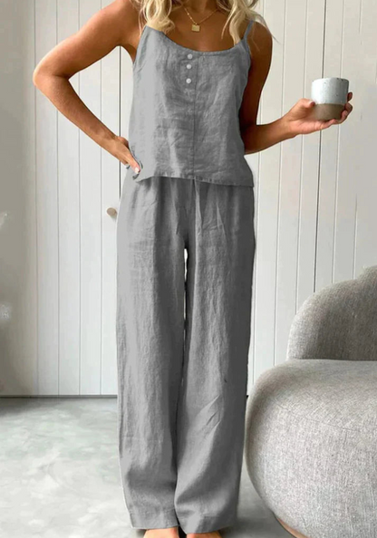 CD | Set de pantaloni și top fără mâneci casual pentru femei
