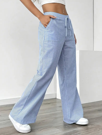 CD | Pantaloni eleganți cu dungi și buzunare